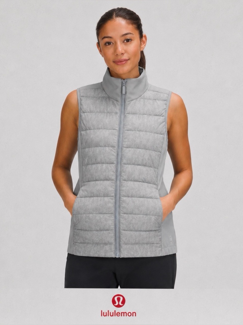 Lululemon Down For It All Vest Womens 4 Gray Goose Down Lightweight Zip Athletic